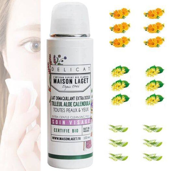 DEMAQUILLAGEMELK BIO met LINDE en ZOETE AMANDEL -  100 ml of 200 ml van MAISON LAGET