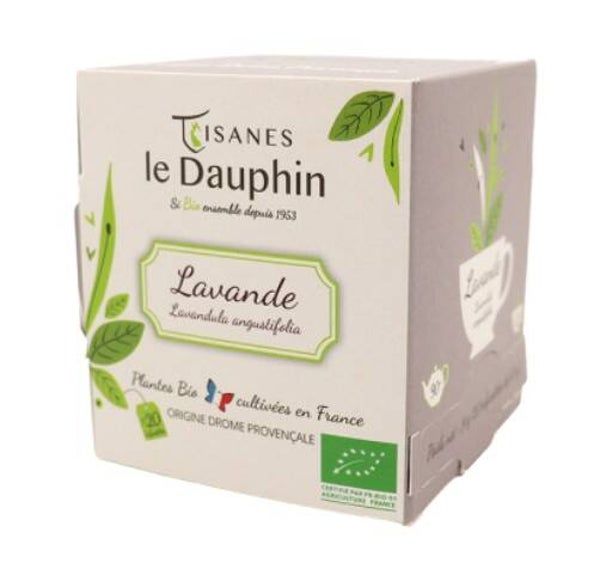 THEE van BIO LAVENDELBLOEMEN in doosje met 20 builtjes van LE DAUPHIN