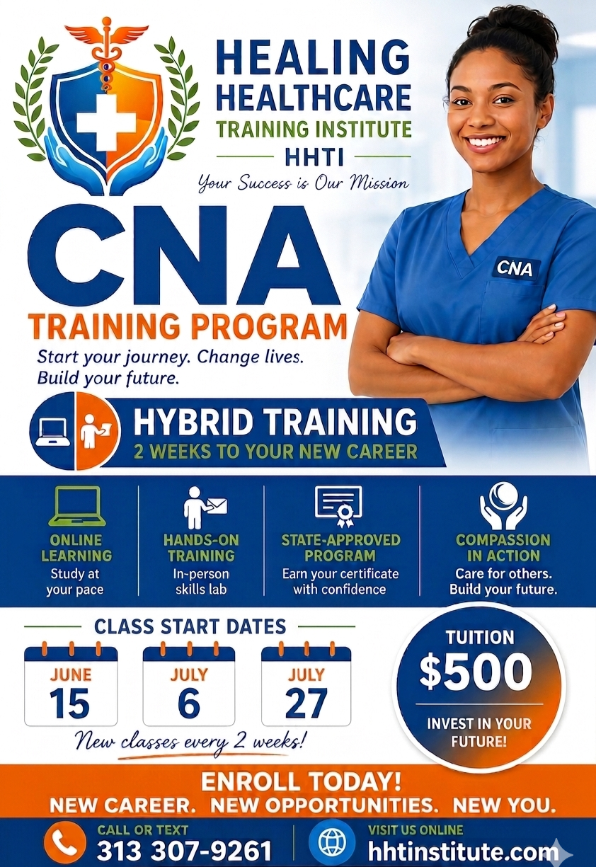 CNA Training Starts January 19 at HHTI Detroit Campus.