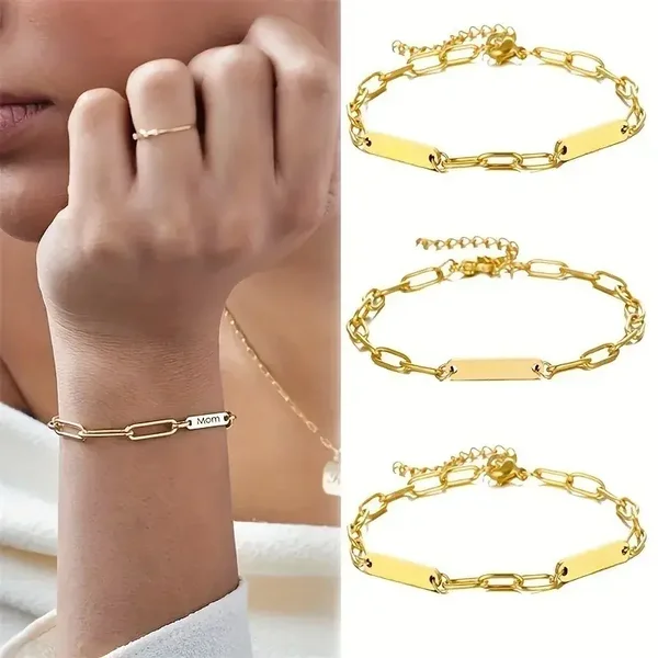 Gepersonaliseerde Paperclip Schakelarmband.