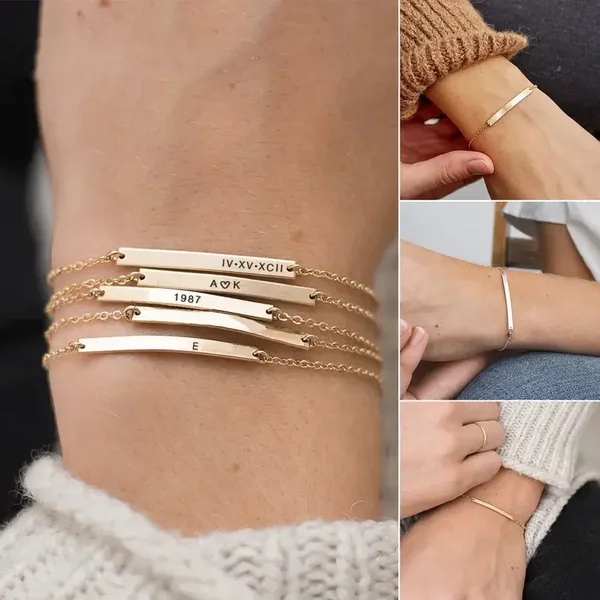Gepersonaliseerde Slanke Bar Armband