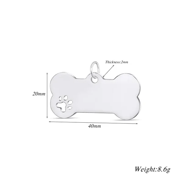 Ketting hondenbot-hanger met een opengewerkte pootafdruk
