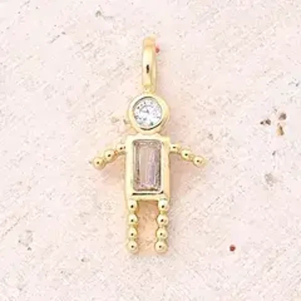 18K Goud Vergulde 'Little Boy' Bedel met Zirkonia