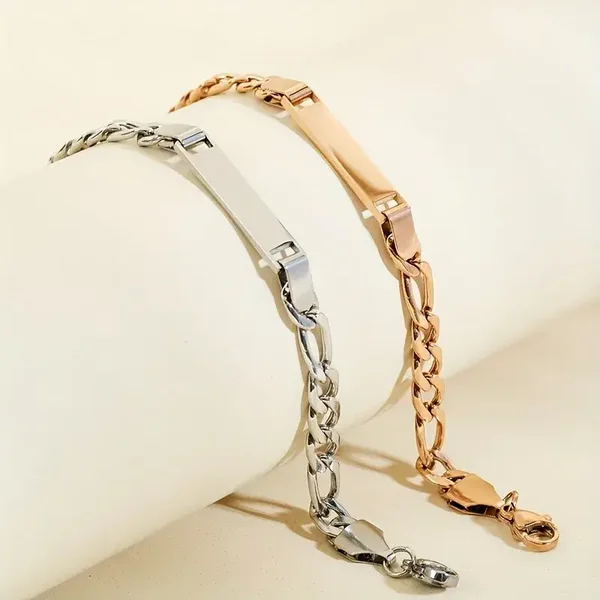 Waterproof Kinder ID-Armband – Graveerbare Figaro Schakelarmband (18K Goud Verguld & RVS)