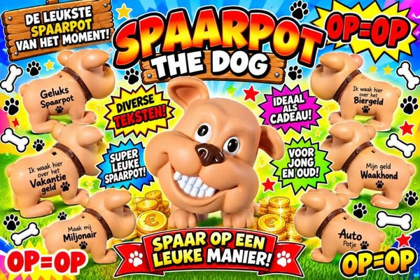 Spaarpot The Dog div teksten