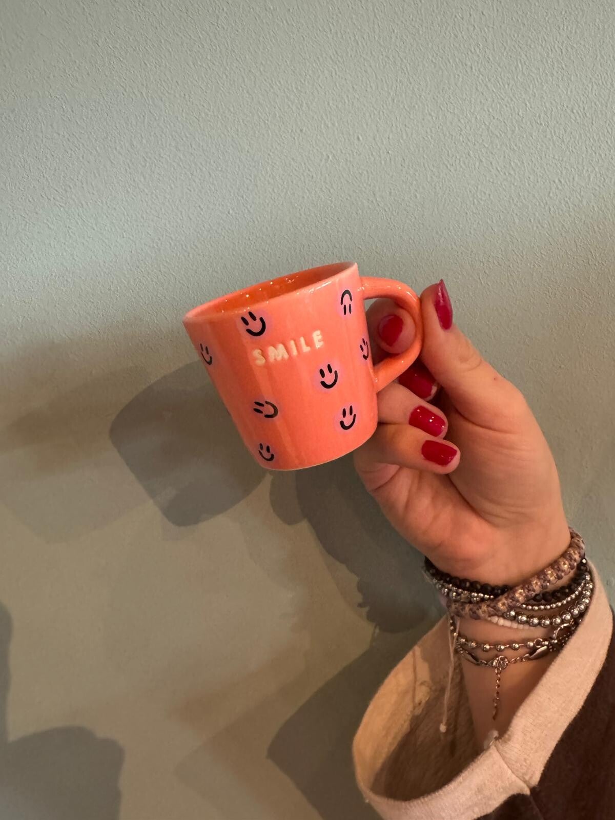 Vondels Espresso cup smile ceramic pink 80ml