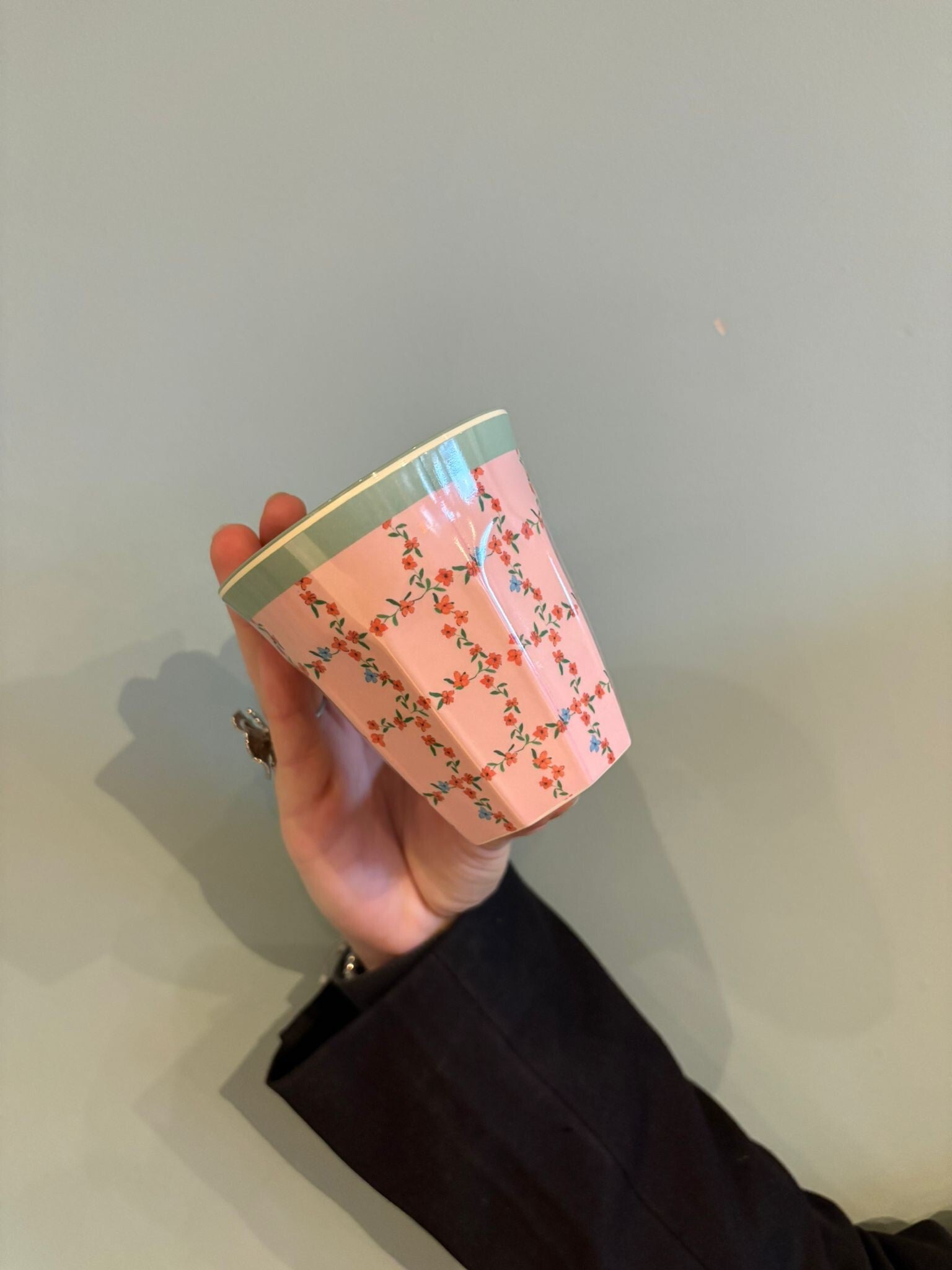 Rice Melamine beker roze met bloemen