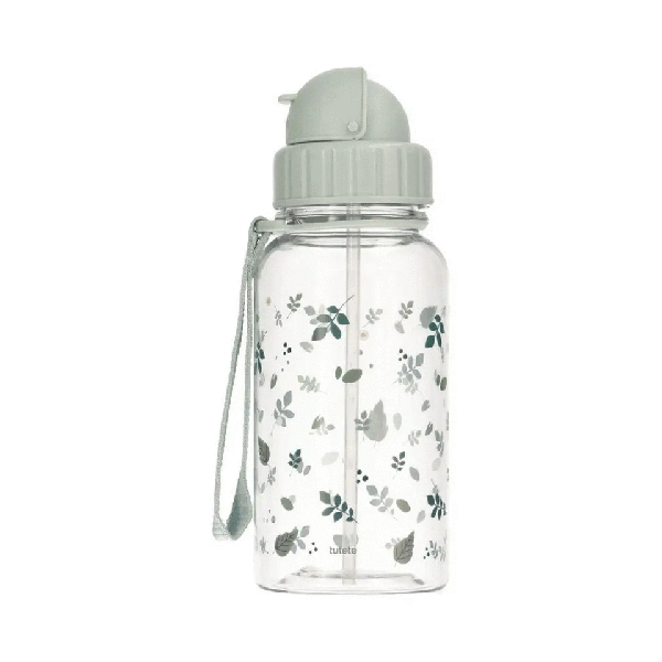 Drinkfles - bloemen - beige
