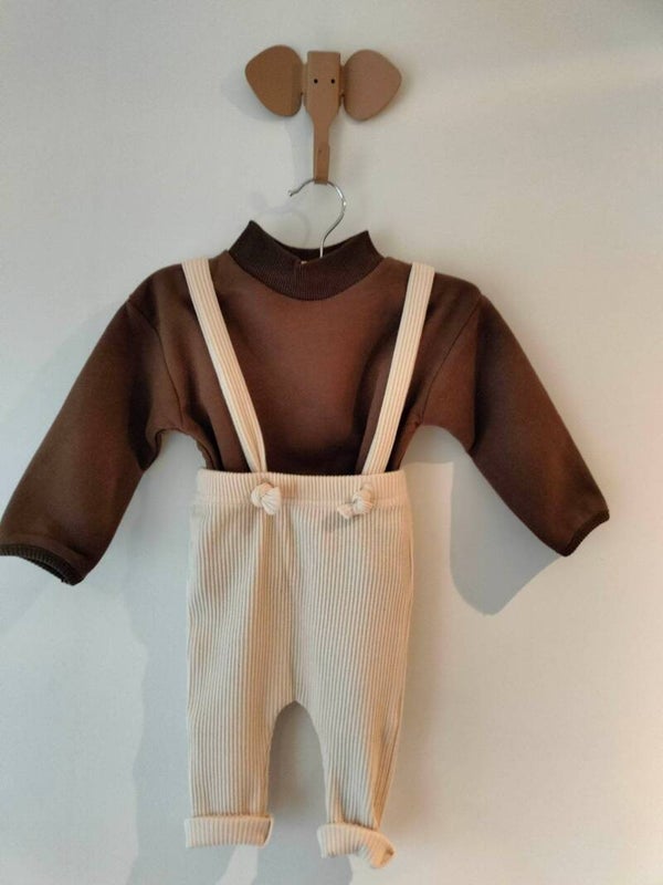 Legging met bretels - beige