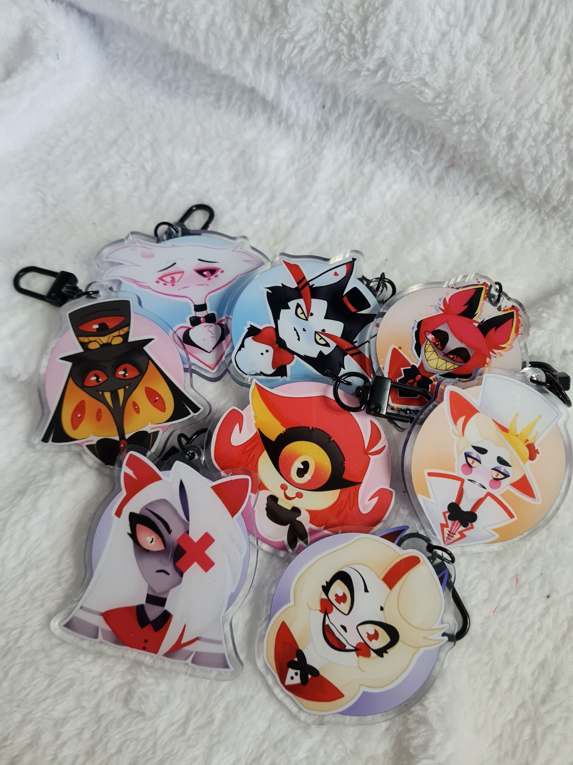 Hazbin Hotel Double-sided Charms || Charlie || Vaggie || Angel Dust || Husk || Alastor || Lucifer || Sir Pentious || Niffty ||
