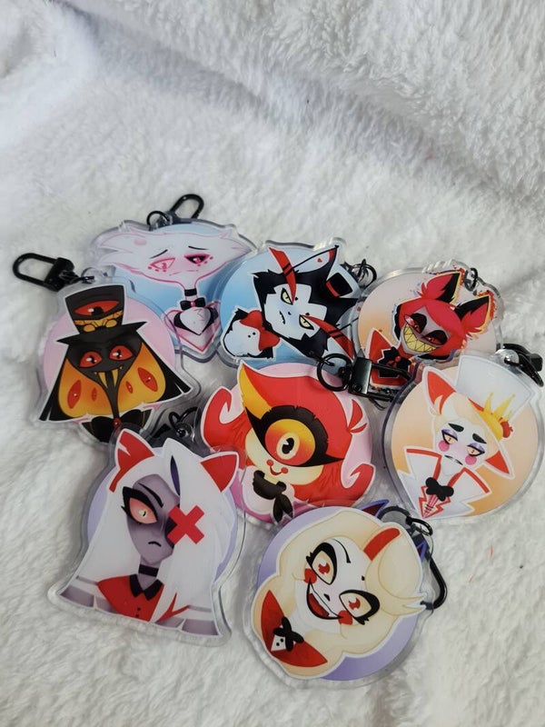 Hazbin Hotel Double-sided Charms || Charlie || Vaggie || Angel Dust || Husk || Alastor || Lucifer || Sir Pentious || Niffty ||