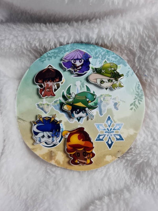 Genshin Impact | Archon Shroom Pins || Venti || Zhongli || Raiden Shogun || Nahida || Furina || Mavuika
