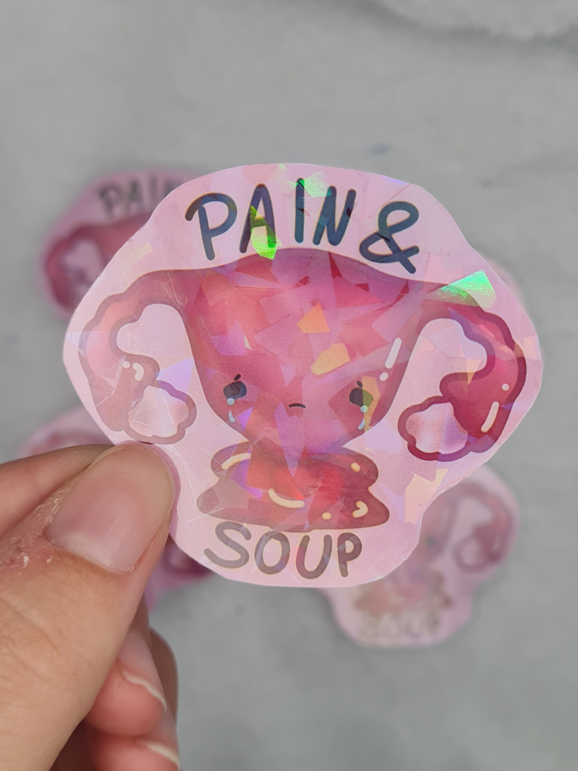 Pain & Soup Glitter Sticker