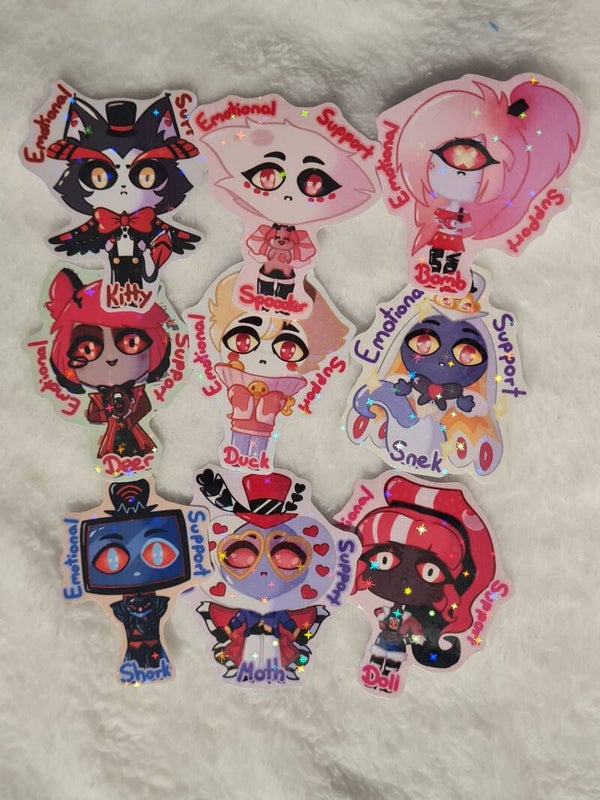 Hazbin Hotel - Emotional Support Buddies | Sir Pentious | Husk | Angel Dust | Cherri Bomb | Lucifer | Alastor | Vox | Valentino | Velvette