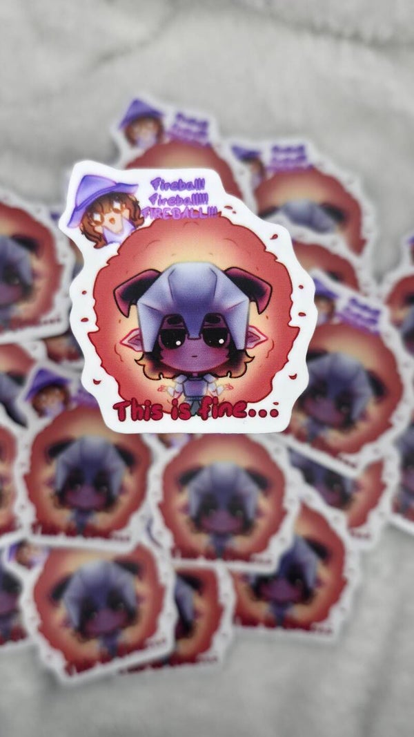 DND - This is fine - Fireball Vinyl Sticker