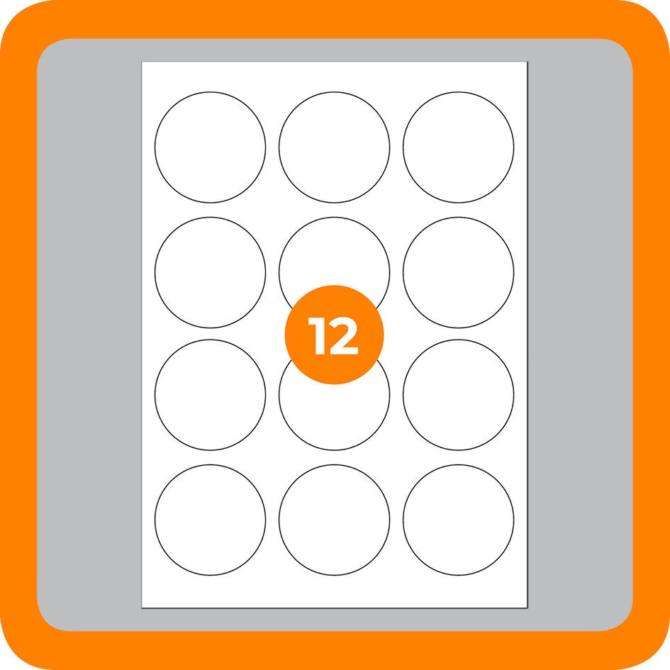 STICKER A4 / 12 Rond / Per 10 vel