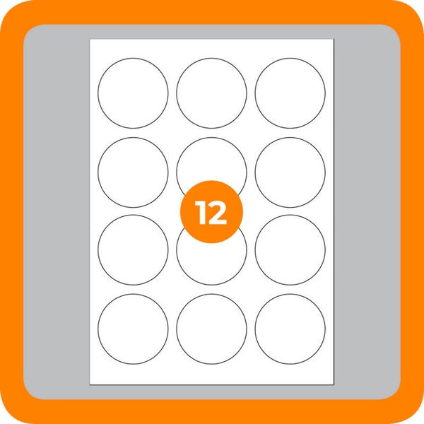 STICKER A4 / 12 Rond / Per 10 vel