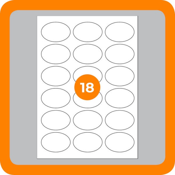 STICKER A4 / 18 / Ovaal / Per 10 vel