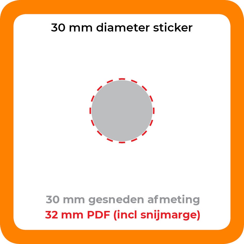 STICKER PVC 3 cm - Rond - Per 100 stuks