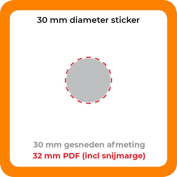 STICKER PVC 3 cm - Rond - Per 100 stuks