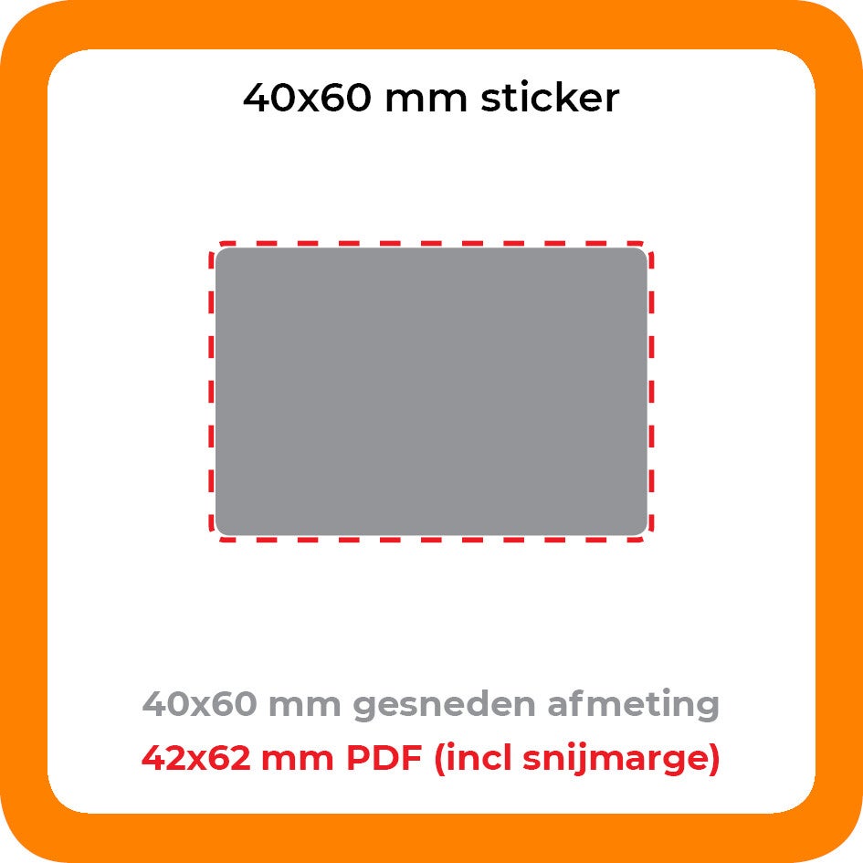 STICKER PVC 6x4cm - Rechthoek - Per 100 stuks