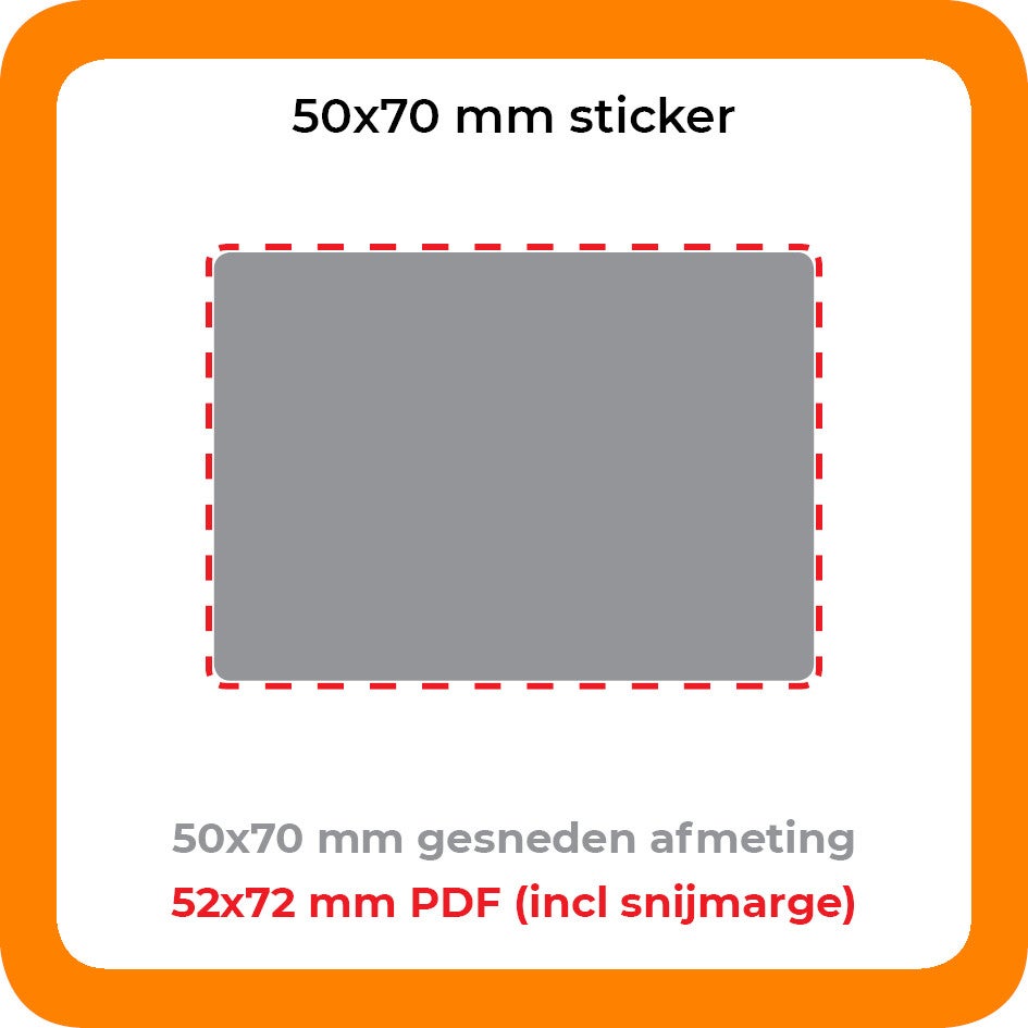 STICKER PVC 7x5 cm - Rechthoek - Per 100 stuks