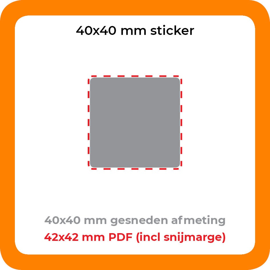 STICKER PVC 4x4cm - Carré - Per 100 stuks