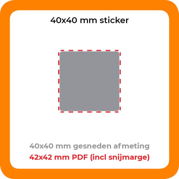 STICKER PVC 4x4cm - Carré - Per 100 stuks