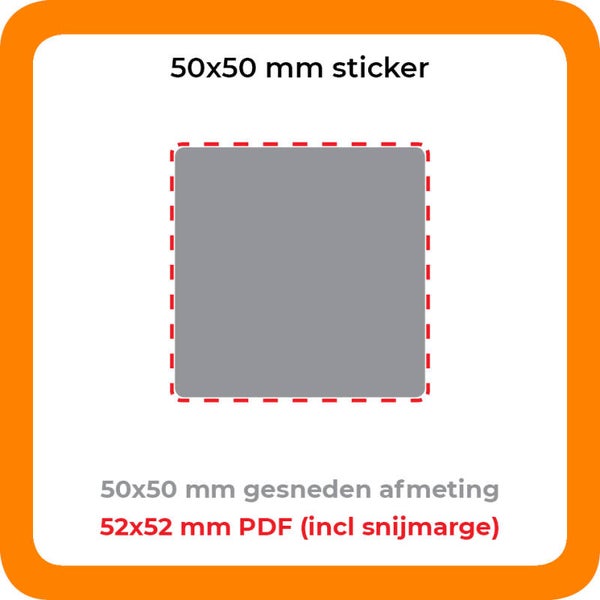 STICKER PVC 5x5cm - Carré - Per 100 stuks
