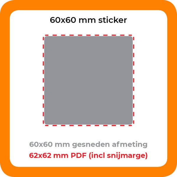 STICKER PVC 6x6cm - Carré - Per 100 stuks