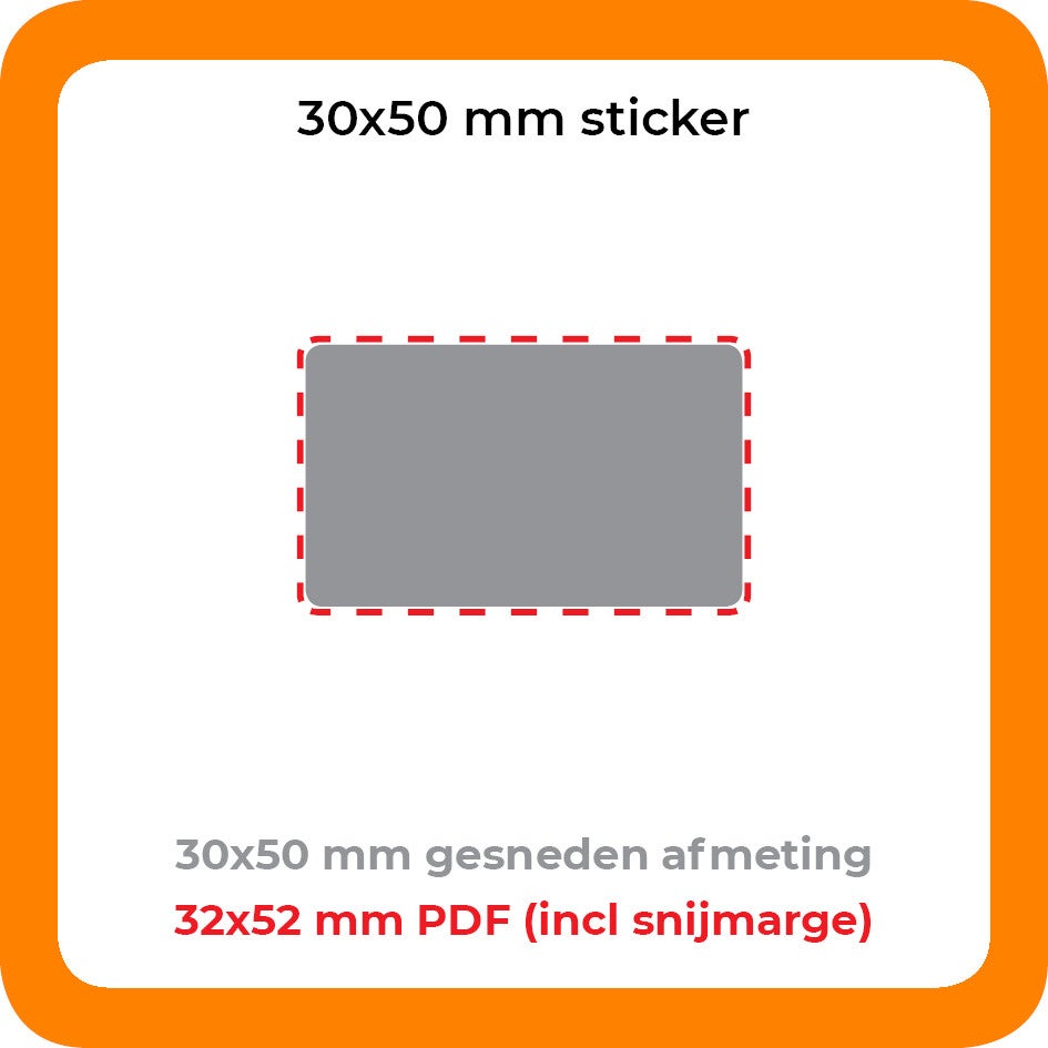 STICKER PVC 5x3cm - Rechthoek - Per 100 stuks