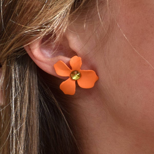 Fleur earrings orange