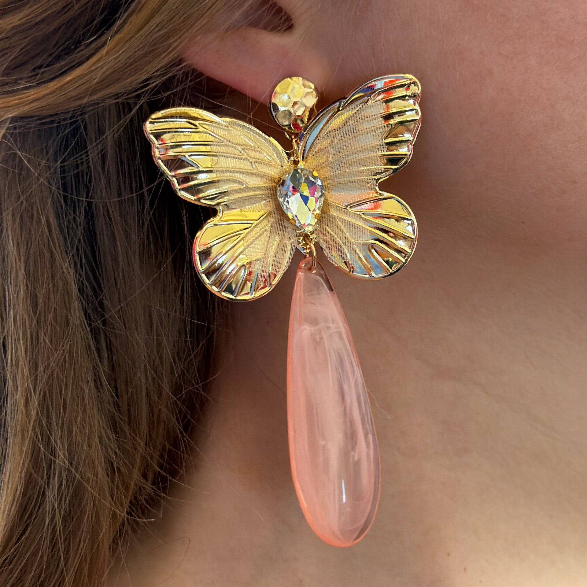 Butterfly earrings peach