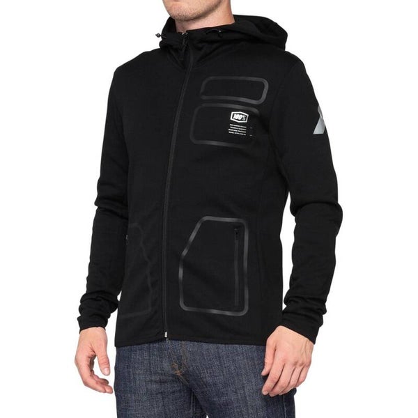 100% Vieroy Hooded zip fleece zwart