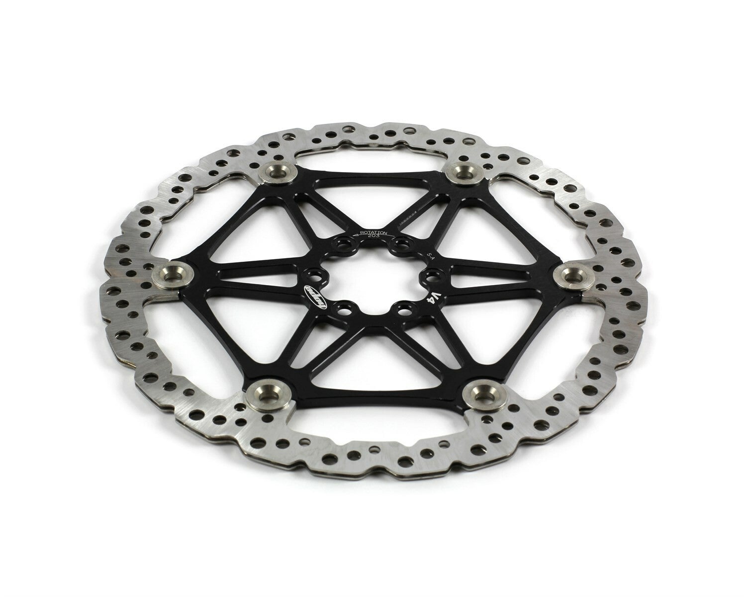 Hope floating disc V4 geventileerde remschijf 6-bout 203mm / Zwart