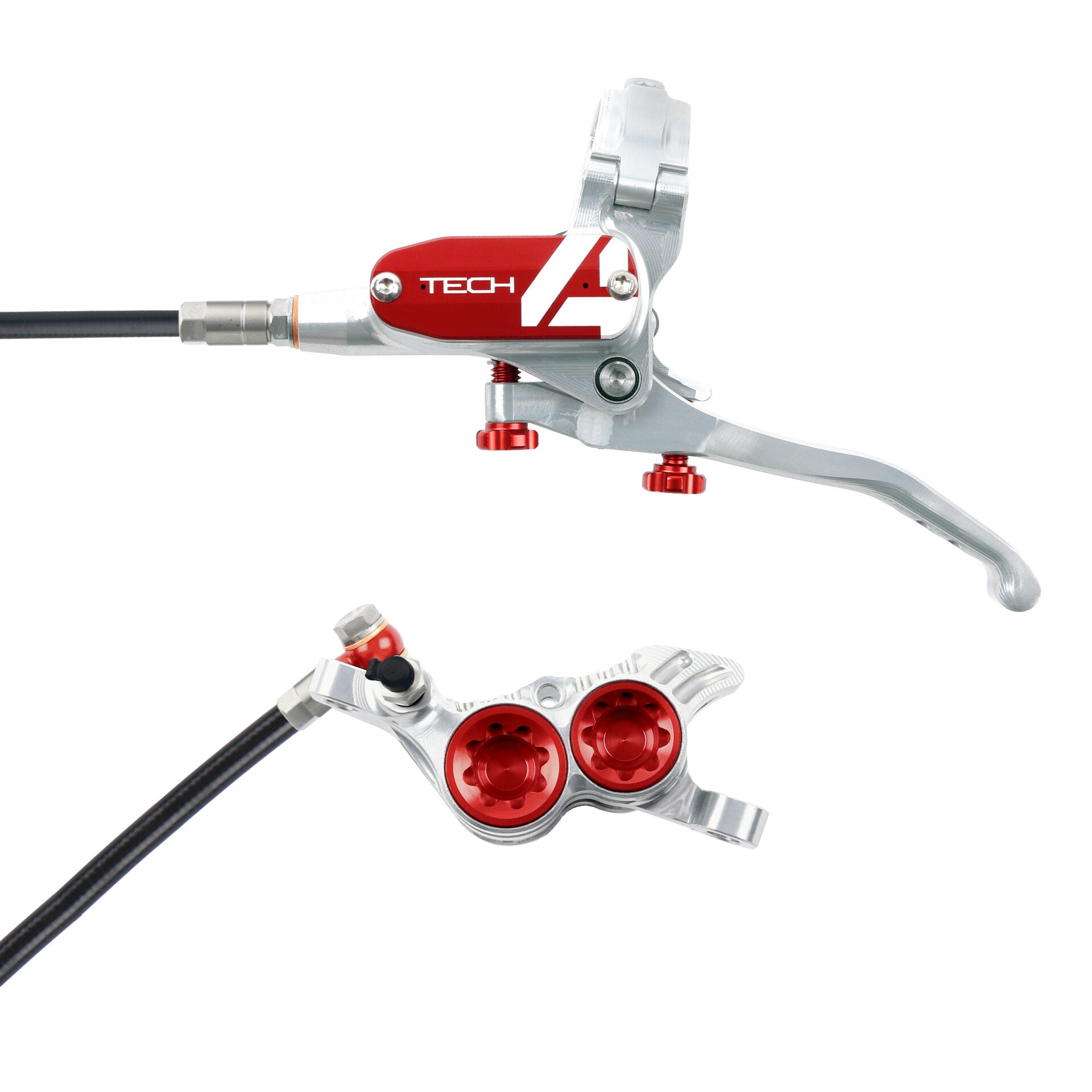 Hope tech 4 V4 standaard kabel / Zilver / Rood