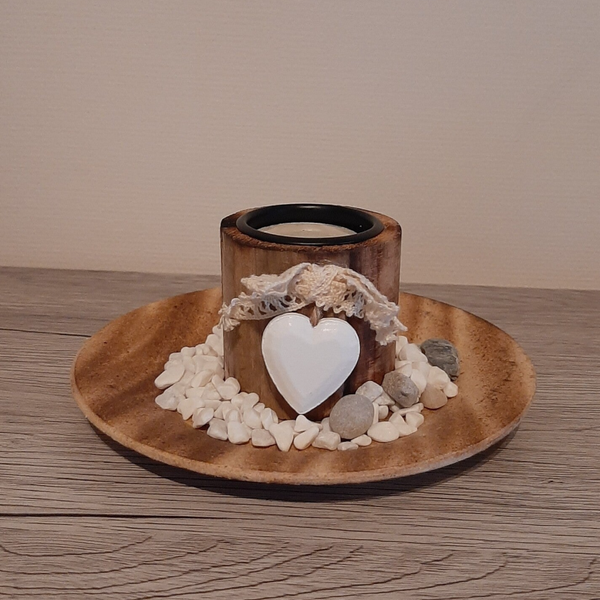 theelichthoudertje hartje in houtkleur