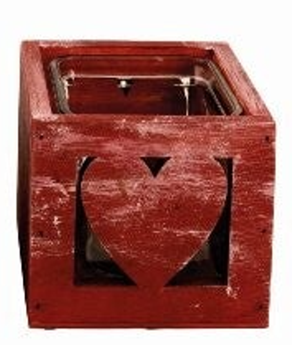 Rood vierkant theelichthouder hartje