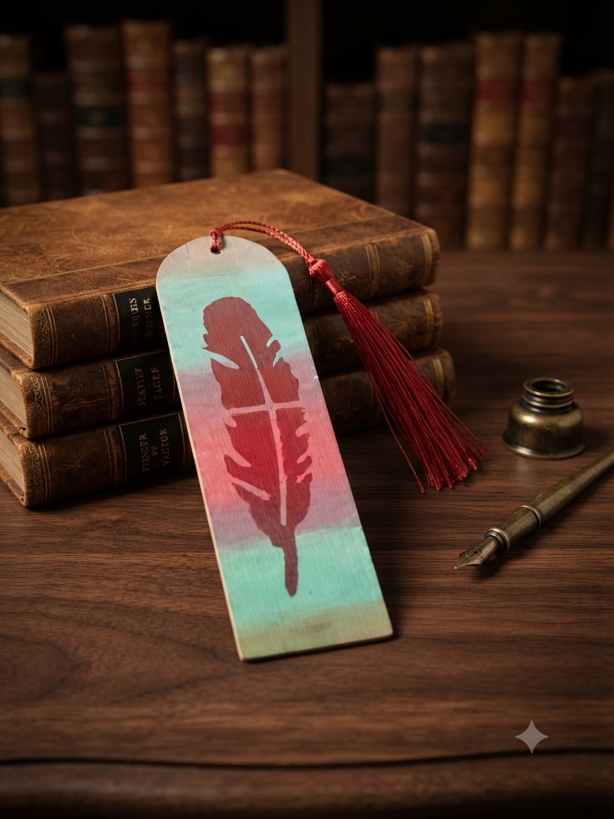 Marque Page plume rouge