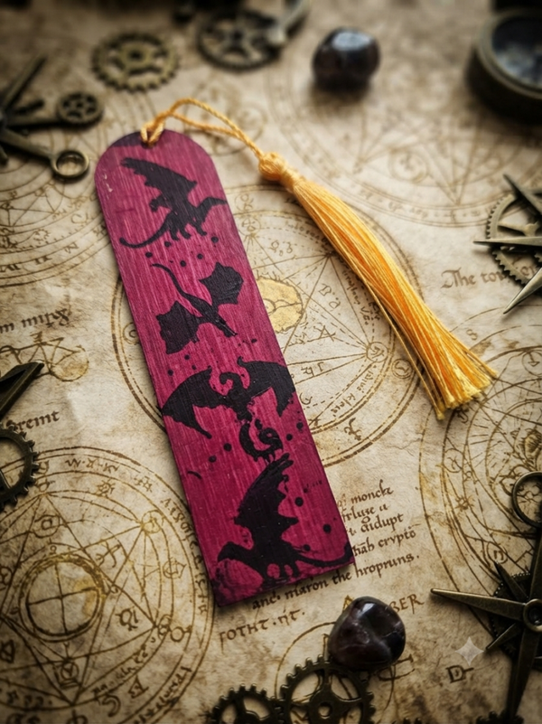 Marque Page Fushia Dragon Noir