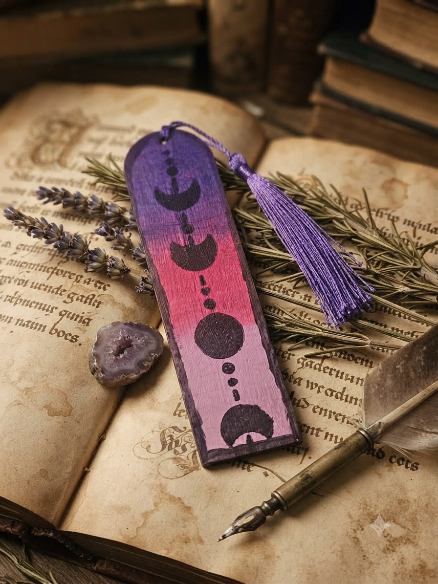 Marque Page dégradé Rose Violet Cycle Lune