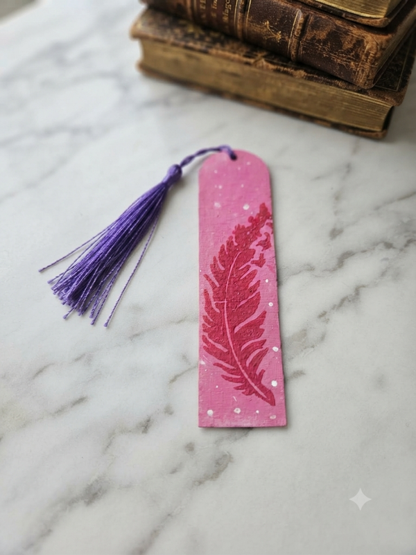 Marque Page Rose Plume Fushia