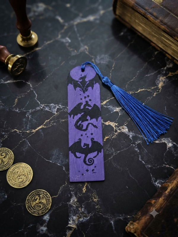 Marque Page Violet Dragon Noir