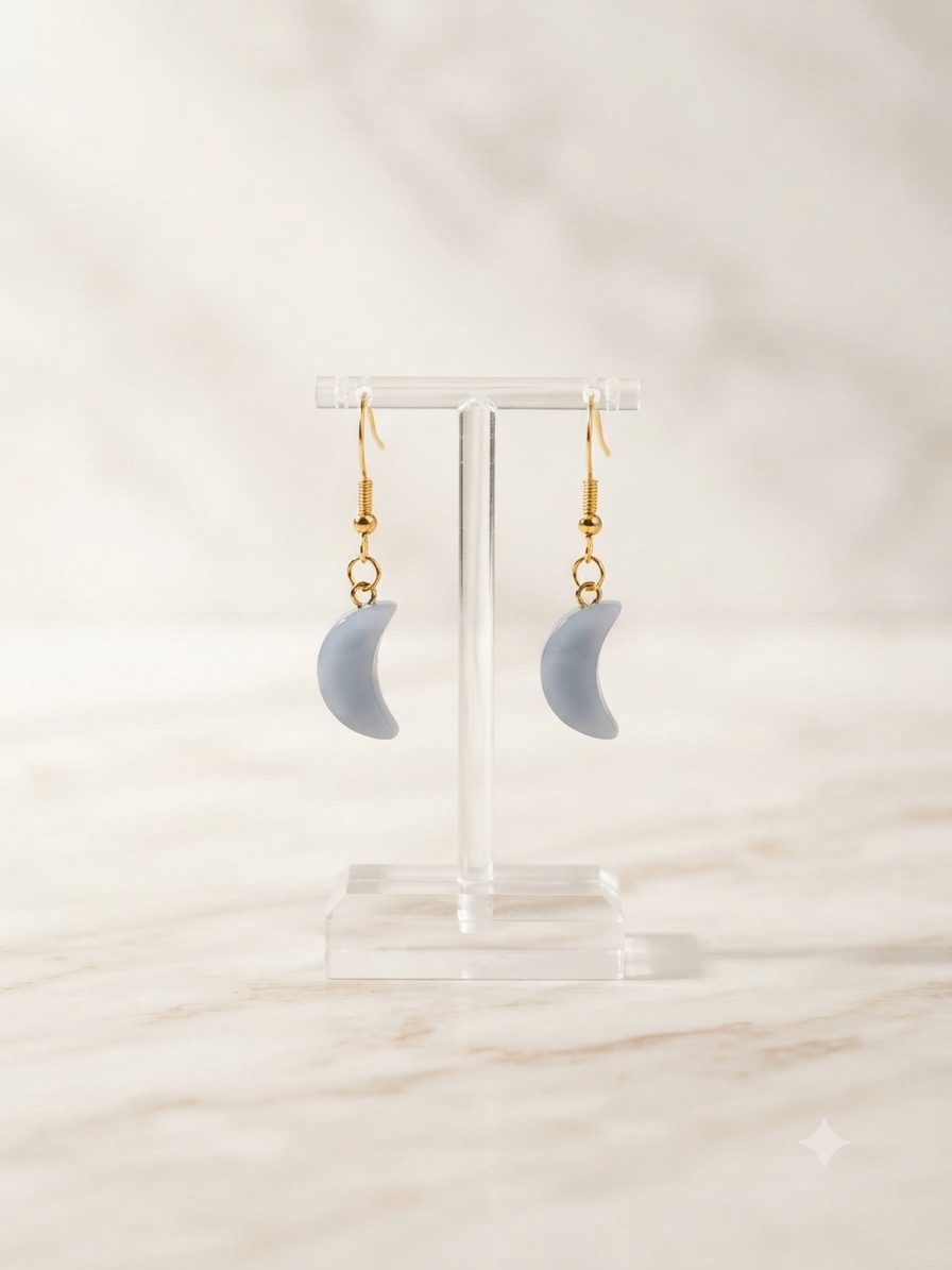Boucles d'oreilles Lune Bleu