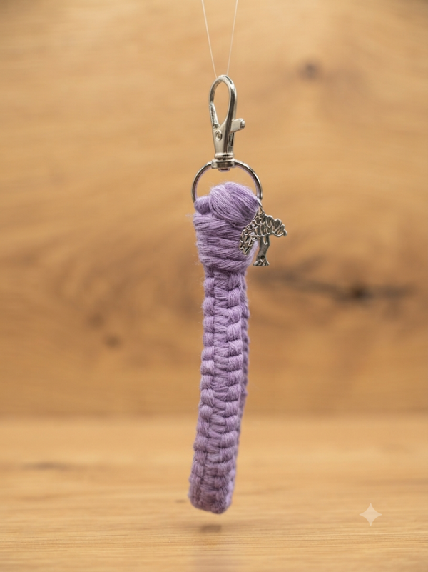 Porte clés en Macramé Violet