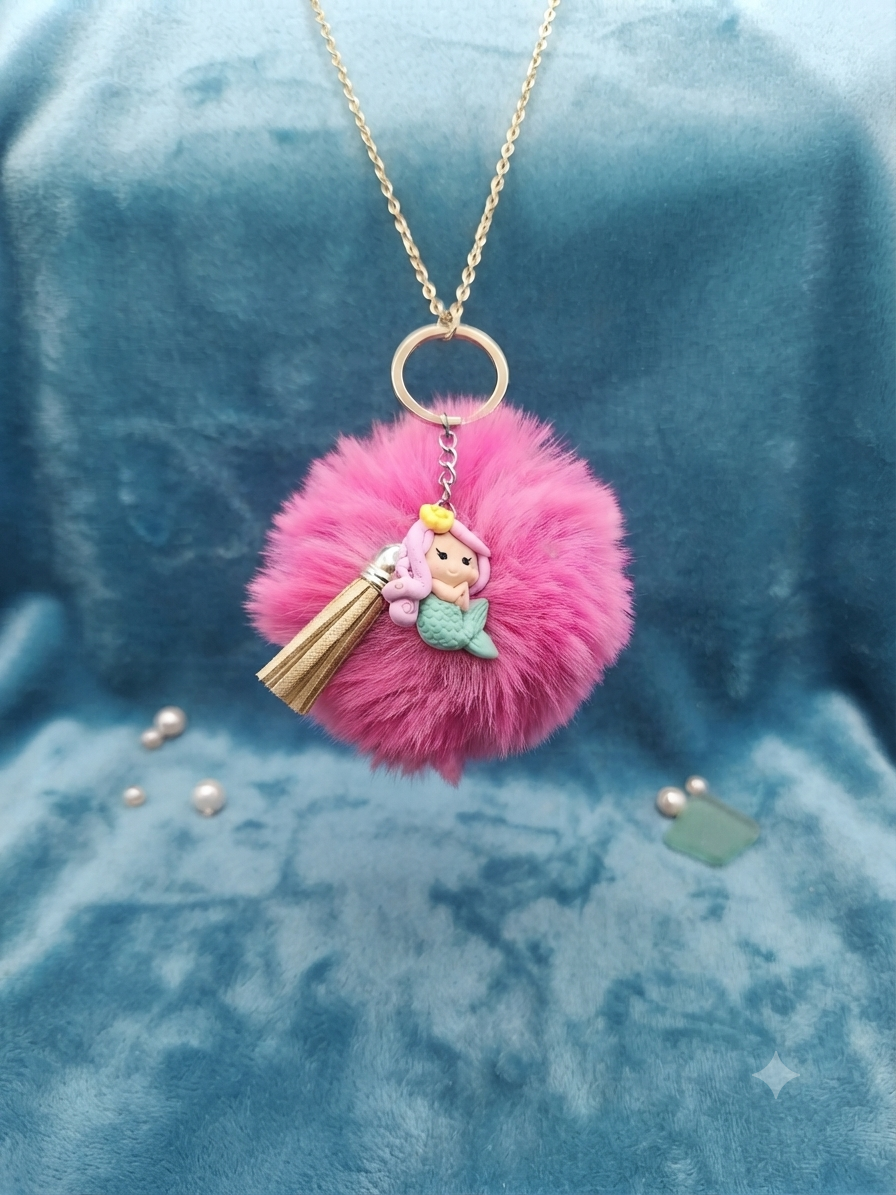 Porte clés Pompon Rose