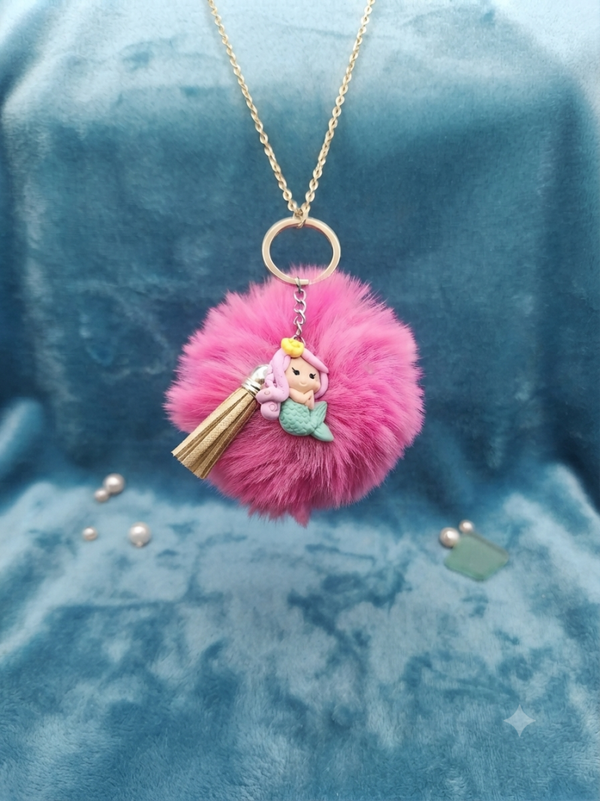Porte clés Pompon Rose