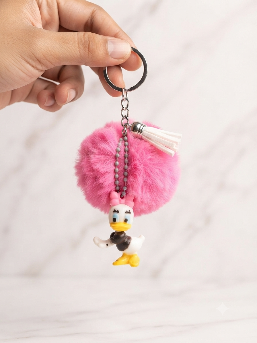 Porte clés Pompon Rose