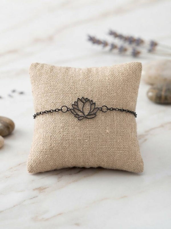 Bracelet Noir Fleur de Lotus