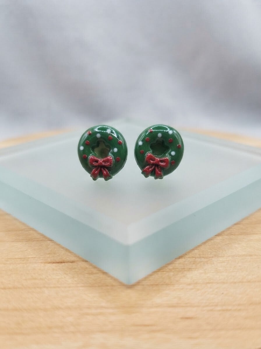 Boucles d'Oreilles Couronne de Noël